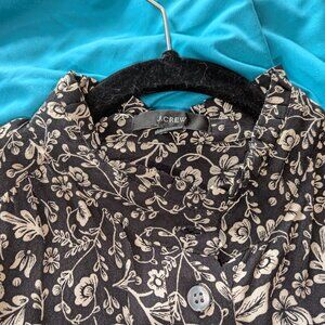 J.Crew cream and black floral print dress, small, viscose. Excellent condition